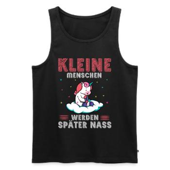 Einhorn Kleine Menschen werden später nass - Männer Premium Bio Tank Top - Schwarz - Vorne - Michal (187cm)
