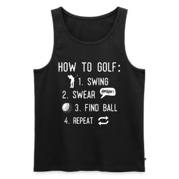 How to play golf, golf ball - Men's Premium Organic Tank Top - black - Front - AI Model Male 178 light (178cm)
