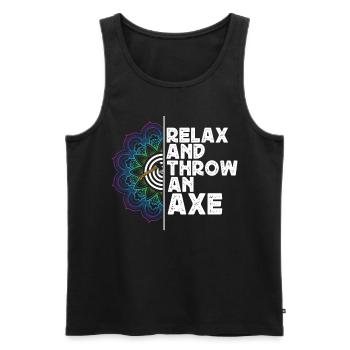Axe Throw, Throw An Axe - Men's Premium Organic Tank Top - black - Front - AI Model Male 178 light (178cm)