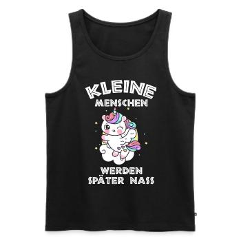 Einhorn Kleine Menschen werden später nass - Männer Premium Bio Tank Top - Schwarz - Vorne - Michal (187cm)