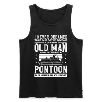 Grumpy old man driving a pontoon - Men's Premium Organic Tank Top - black - Front - AI Model Male 178 light (178cm)