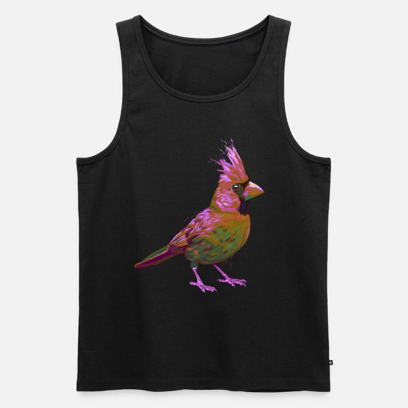 Bunter Splash Vogel Rotkardinal - Männer Premium Bio Tank Top - Schwarz