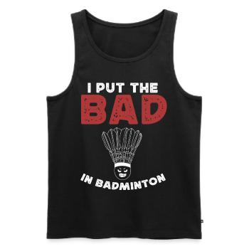 Badminton, joueurs de badminton - Débardeur bio Premium Homme - noir - Devant - AI Model Male 178 light (178cm)