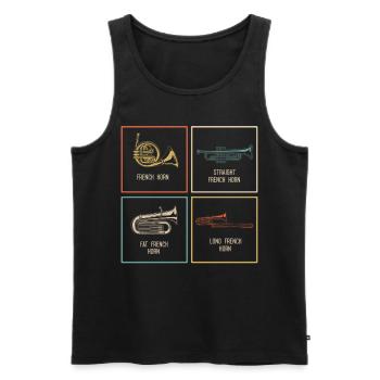 Français Joueur de cor - Débardeur bio Premium Homme - noir - Devant - AI Model Male 178 light (178cm)