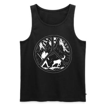 Wandern Im Freien Frieden Und Liebe - Männer Premium Bio Tank Top - Schwarz - Vorne - AI Model Male 178 light (178cm)