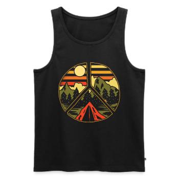 Wandern Im Freien Frieden Und Liebe - Männer Premium Bio Tank Top - Schwarz - Vorne - AI Model Male 178 light (178cm)