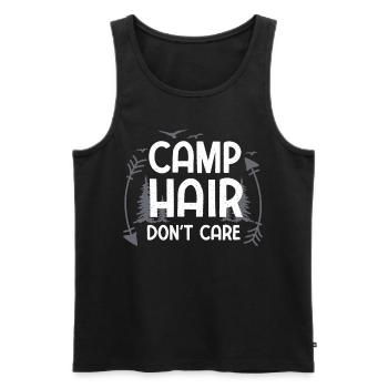 Camp hair doesn't care - Camping Glamping - Men's Premium Organic Tank Top - black - Front - Michal (187cm)