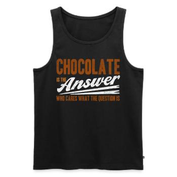 Schokolade Ist Die Antwort, Wen Kümmert Die Frage - Männer Premium Bio Tank Top - Schwarz - Vorne - Michal (187cm)