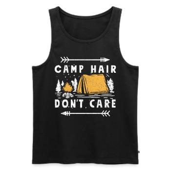 Camp hair doesn't care - Camping Glamping - Men's Premium Organic Tank Top - black - Front - Michal (187cm)