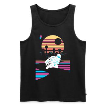 Motocycliste Cyclomoteur Vaporwave Moto - Débardeur bio Premium Homme - noir - Devant - Michal (187cm)