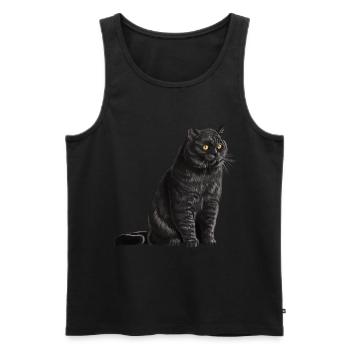 Chat sédentaire noir britannique à poil court - Débardeur bio Premium Homme - noir - Devant - Michal (187cm)