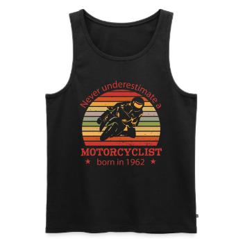 Moto vintage 1962 cyclomoteur anniversaire - Débardeur bio Premium Homme - noir - Devant - Michal (187cm)