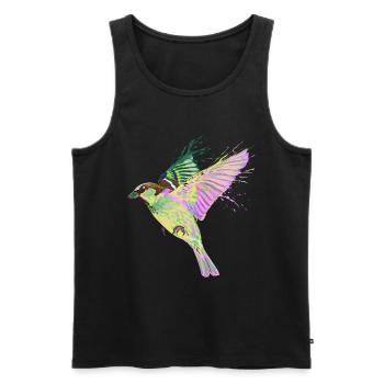 Colorful Splash Flying Bird Sparrow - Men's Premium Organic Tank Top - black - Front - AI Model Male 178 light (178cm)