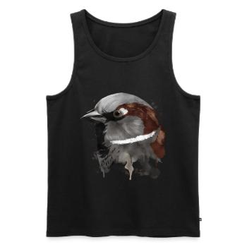 Moineau domestique Splash Moineau domestique Oiseau Moineau - Débardeur bio Premium Homme - noir - Devant - AI Model Male 178 light (178cm)