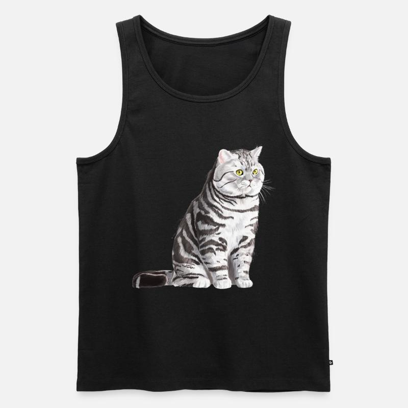 Sitzende Tabby Britisch Kurzhaar Katze - Männer Premium Bio Tank Top - Schwarz