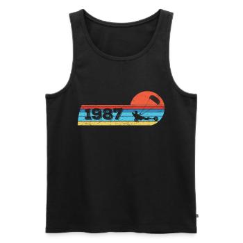 Kite-Strand-Segler born 1987 Birthday - Men's Premium Organic Tank Top - black - Front - AI Model Male 178 light (178cm)