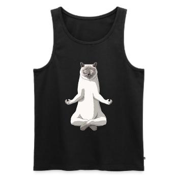 Funny Yoga Colourpoint British Shorthair Cat - Men's Premium Organic Tank Top - black - Front - Michal (187cm)