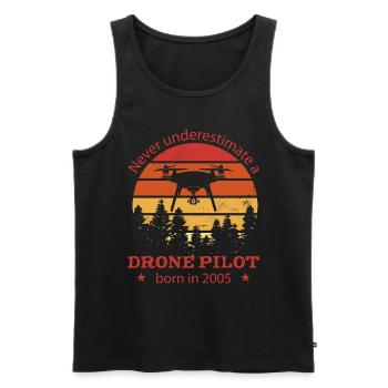 Drone pilot born 2005 Birthday Quadrocopter - Men's Premium Organic Tank Top - black - Front - Michal (187cm)