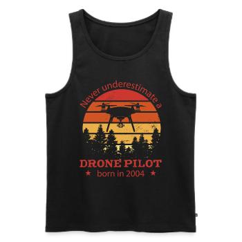 Drone pilot born 2004 Birthday Quadrocopter - Men's Premium Organic Tank Top - black - Front - Michal (187cm)