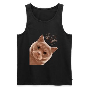 Drôle de crème curieuse British Shorthair Cat - Débardeur bio Premium Homme - noir - Devant - Michal (187cm)
