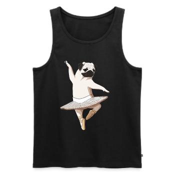 Funny Ballet Dancer Dog Ballerina Pug - Men's Premium Organic Tank Top - black - Front - Michal (187cm)
