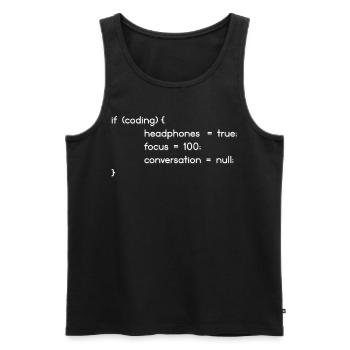 Headphones, encoders, programmers coding - Men's Premium Organic Tank Top - black - Front - AI Model Male 178 light (178cm)