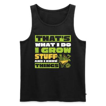 I build things And I know things, gardener - Men's Premium Organic Tank Top - black - Front - AI Model Male 178 light (178cm)