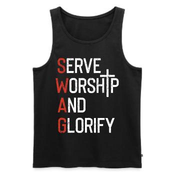 Serve worship and glorify - Men's Premium Organic Tank Top - black - Front - AI Model Male 178 light (178cm)