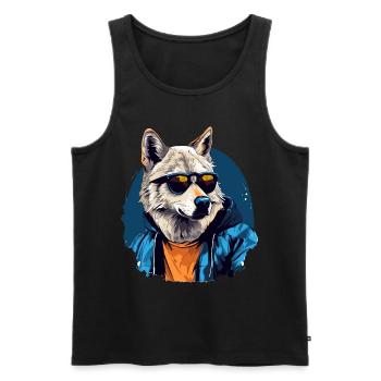 Streetstyle Polarwolf | Wolfsliebhaber - Männer Premium Bio Tank Top - Schwarz - Vorne - AI Model Male 178 light (178cm)