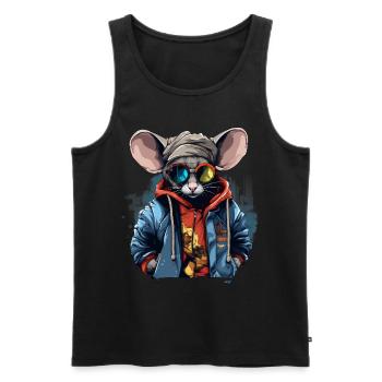 Urban Rodent: Streetwise Mouse Vibes - Men's Premium Organic Tank Top - black - Front - AI Model Male 178 light (178cm)