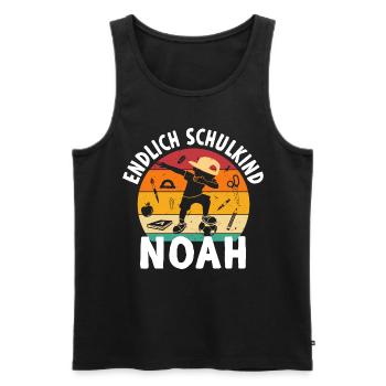 Enfin l’écolier Elias dabbing étudiant - Débardeur bio Premium Homme - noir - Devant - Michal (187cm)