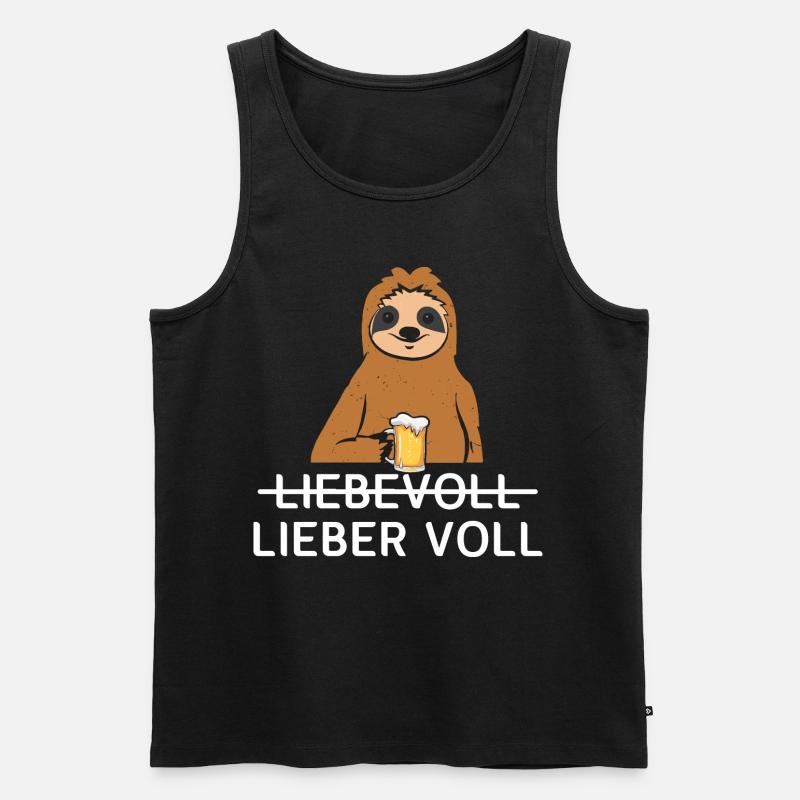 Lieber Voll als Liebevoll Bier - Männer Premium Bio Tank Top - Schwarz