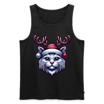 Katze Rentier Geweih - Männer Premium Bio Tank Top - Schwarz - Vorne - AI Model Male 178 light (178cm)