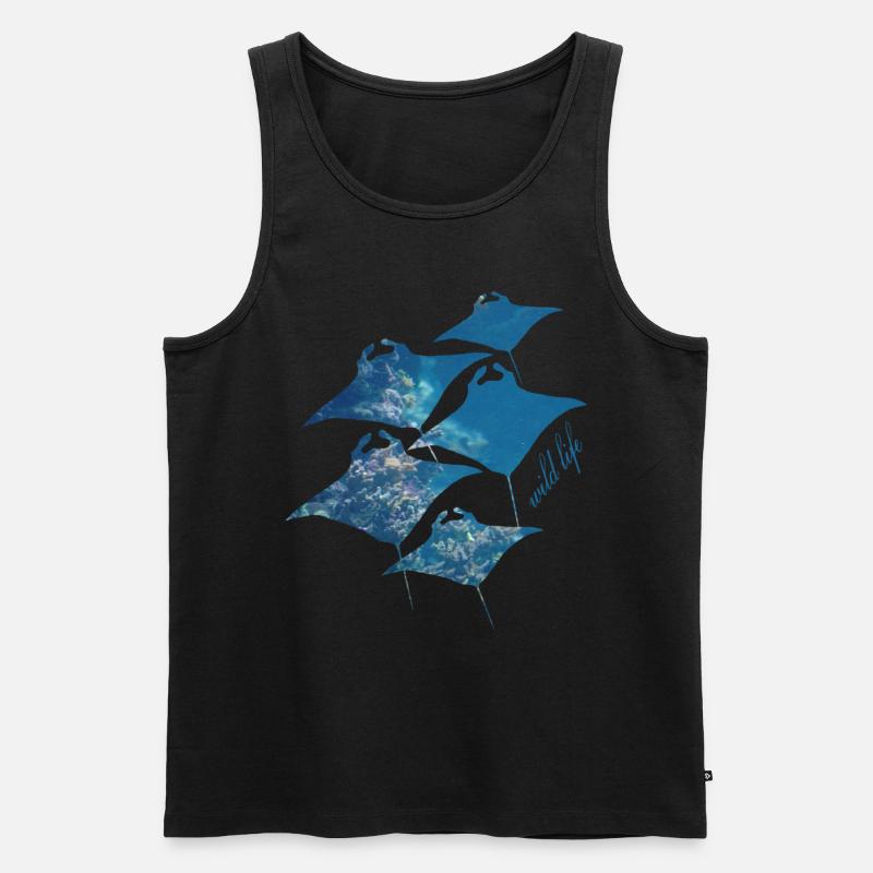 Rochen Wildlife - Männer Premium Bio Tank Top - Schwarz