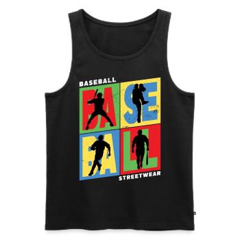 Baseball Baseball Player USA Sport Vintage Retro - Débardeur bio Premium Homme - noir - Devant - Michal (187cm)