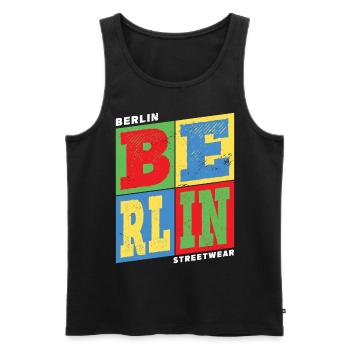 Berlin Deutschland Stadt Bunt Skyline Heimat - Männer Premium Bio Tank Top - Schwarz - Vorne - Michal (187cm)