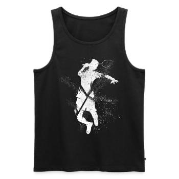 Badminton Badminton Sport Player Splash Grunge - Débardeur bio Premium Homme - noir - Devant - Michal (187cm)