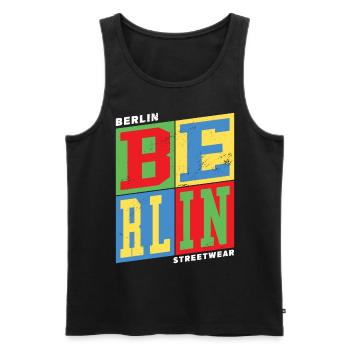 Berlin Germany City Colorful Skyline Home - Men's Premium Organic Tank Top - black - Front - AI Model Male 178 light (178cm)