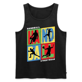 Handball Handball Player Handball Player Vintage Retro - Débardeur bio Premium Homme - noir - Devant - Michal (187cm)