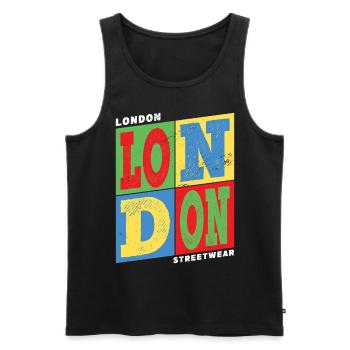 London England UK Stadt Bunt Skyline Heimat - Männer Premium Bio Tank Top - Schwarz - Vorne - Michal (187cm)