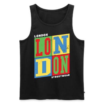 London England UK Stadt Bunt Skyline Heimat - Männer Premium Bio Tank Top - Schwarz - Vorne - Michal (187cm)