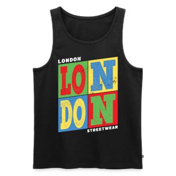 London England UK Stadt Bunt Skyline Heimat - Männer Premium Bio Tank Top - Schwarz - Vorne - Michal (187cm)