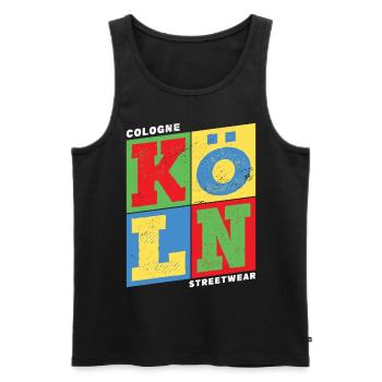 Cologne Cologne Allemagne Ville colorée Skyline Accueil - Débardeur bio Premium Homme - noir - Devant - Michal (187cm)