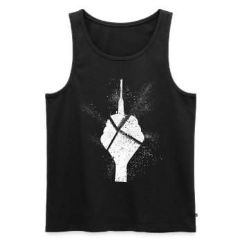 Dusseldorf Allemagne TV Tower Grunge Splash - Débardeur bio Premium Homme - noir - Devant - Michal (187cm)