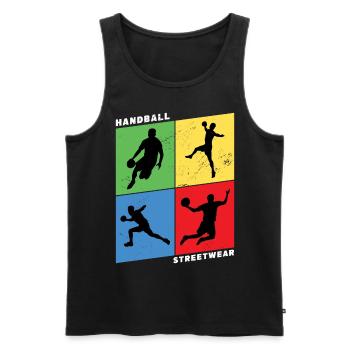 Handball Handball Player Handball Player Vintage Retro - Débardeur bio Premium Homme - noir - Devant - Michal (187cm)