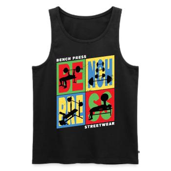 bench press, weightlifting, weight training, fitness, strong - Men's Premium Organic Tank Top - black - Front - Michal (187cm)