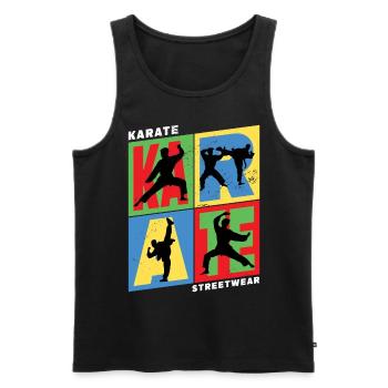 Karaté, Karatéka, arts martiaux, Combats, Sports - Débardeur bio Premium Homme - noir - Devant - AI Model Male 178 light (178cm)