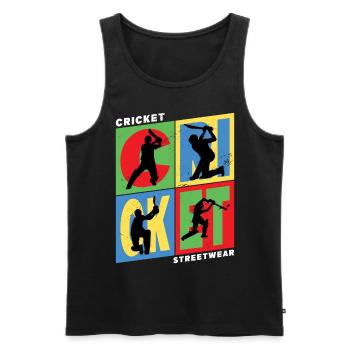 Cricket Cricketspieler Schlagmann Sport Vintage - Männer Premium Bio Tank Top - Schwarz - Vorne - Michal (187cm)