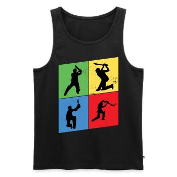 Cricket Cricketspieler Schlagmann Sport Vintage - Männer Premium Bio Tank Top - Schwarz - Vorne - Michal (187cm)