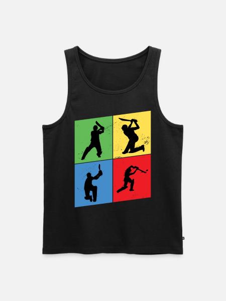 Cricket Cricketer Batsman Sport Vintage - Men's Premium Organic Tank Top - black